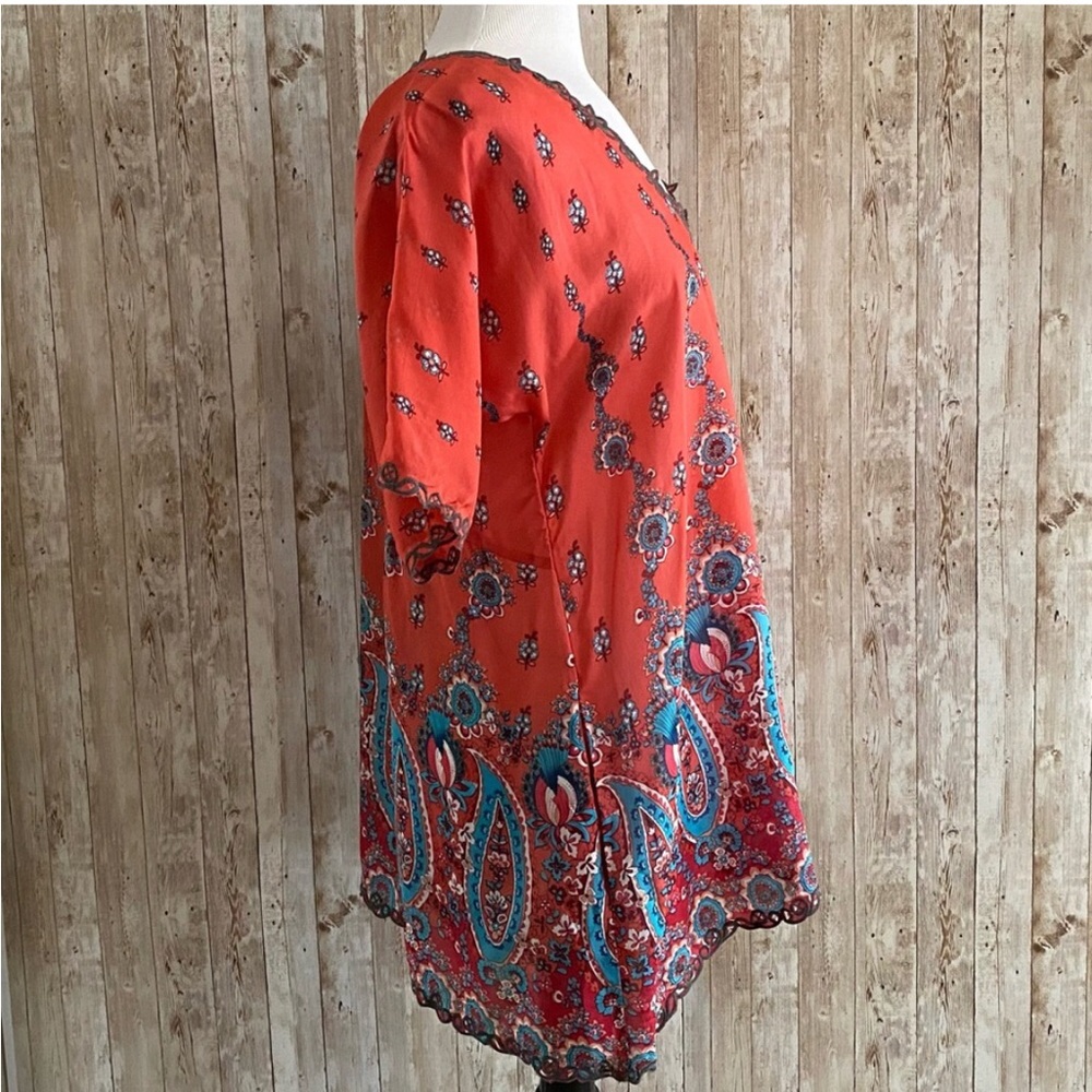 Johnny Was silk floral tunic with pockets - Picture 4 of 5